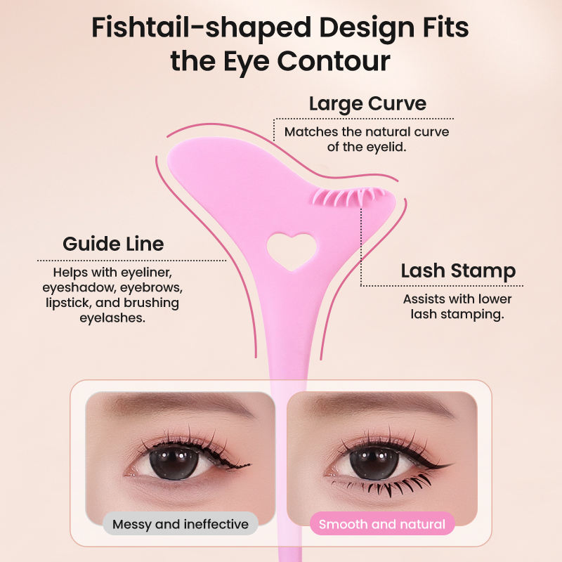 Multifunction Reusable Silicone Eyeliner Stencils Wing Tips Marscara Drawing and Lipstick Wearing Aid Face Cream Mask Applicator Silicone Eye Makeup Tool