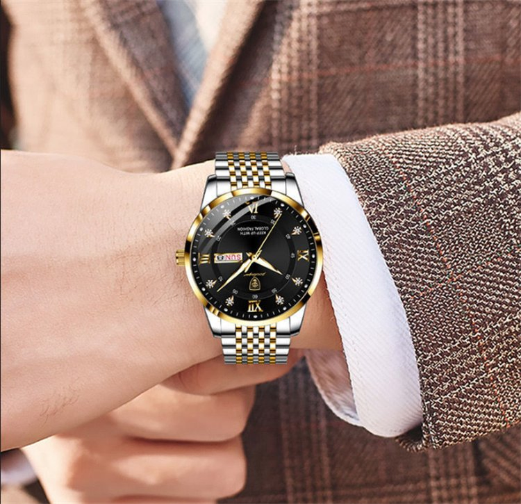 Business Casual for Men Poedagar 836 Stainless Steel Luxury Luminous Date Week Sport Watch