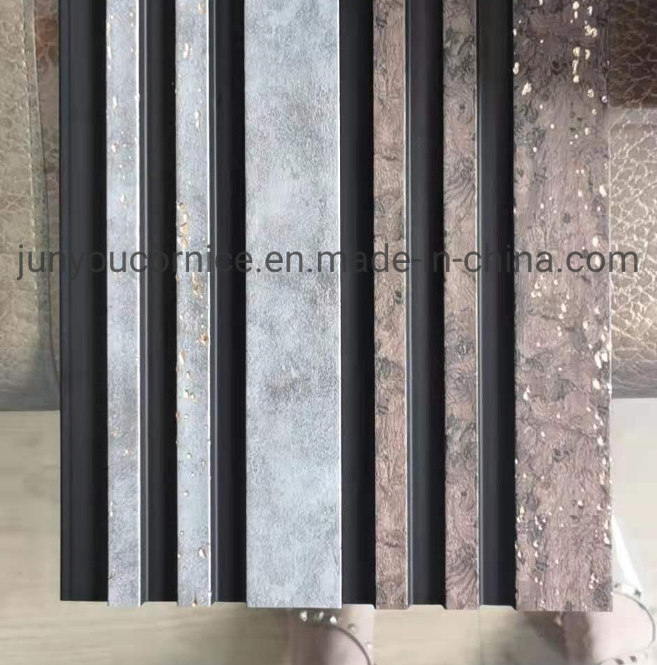 Wooden Color with Nice Flower Surface Treatment PS Louver Wall Panels