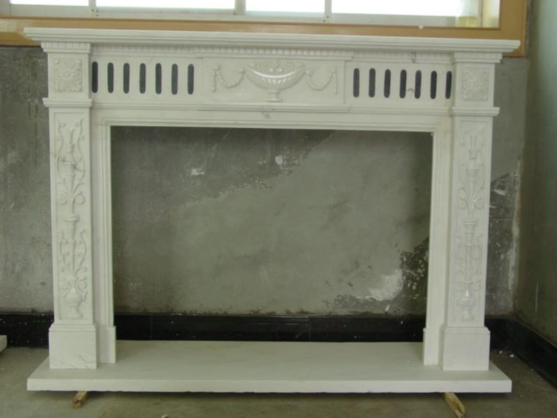 Marble/Granite White European Style Electric Stone Fireplace