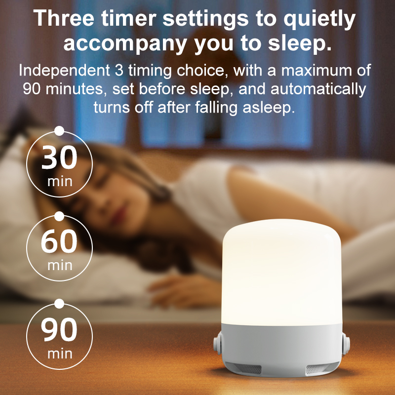 2 in 1 White Noise Machine for Babies Sleep with Bt Speaker with LED Night Light for Children Table Lamp Dimmable Warm Light
