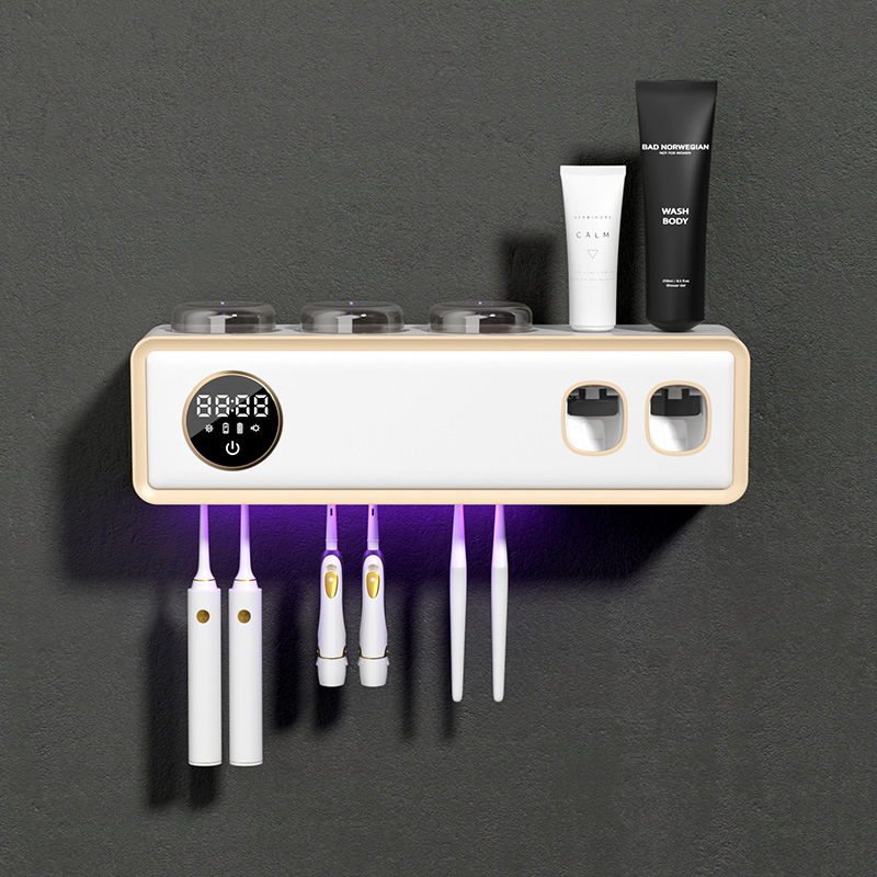 Ultraviolet Disinfection and Drying Toothbrush Holder Intelligent Punch-Free Multifunctional Sterilization Toothbrush Storage Rack