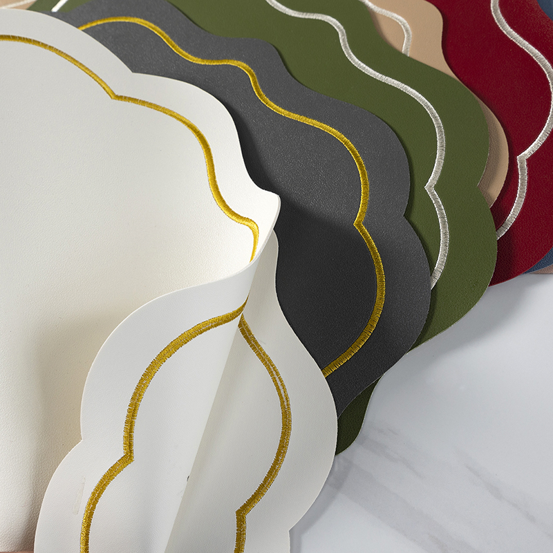 PVC Leather Embroidery Waterproof Wedding Placemat Table Mat Place Mats Dining Table Mat