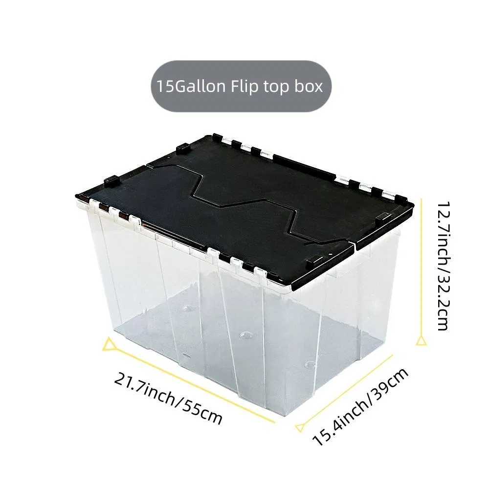 56LTR Transparent Plastic Container Box with Folding Lid