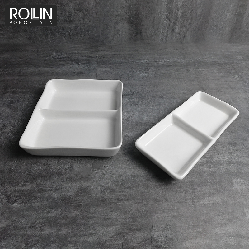 Divided Porcelain Dish Snack Dish Hotel Sauce Dish