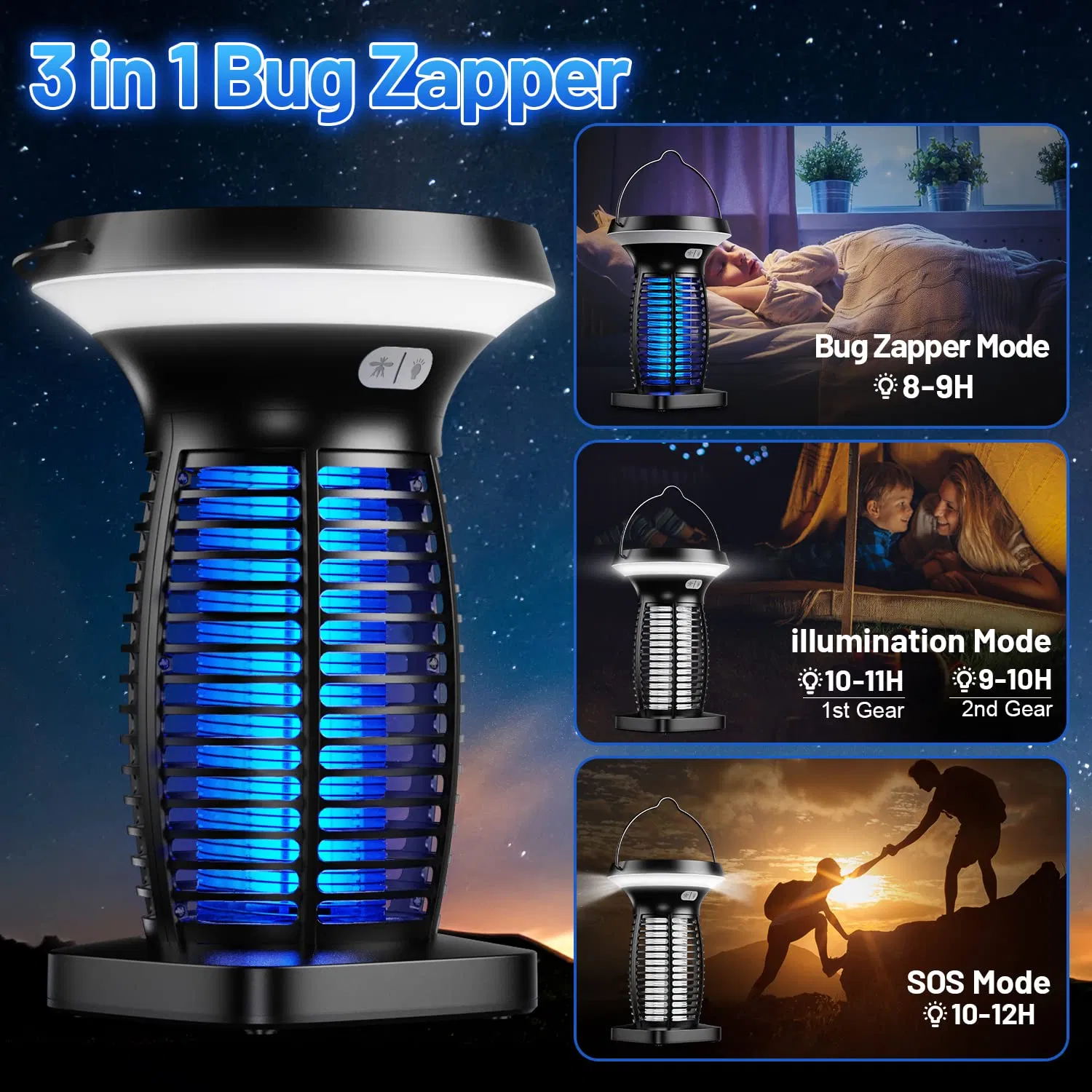 High Quality Hot Solar Bug Zapper Lantern Rechargeable Mosquito Killer