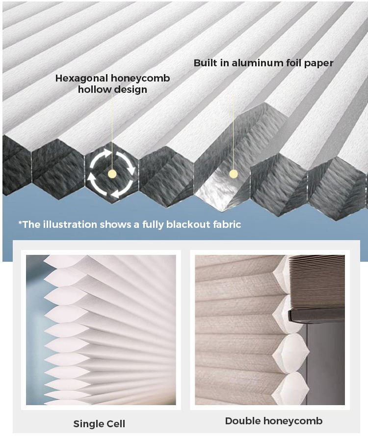 Motorized Day and Night Honeycomb Blinds Cellular Honeycomb Blinds
