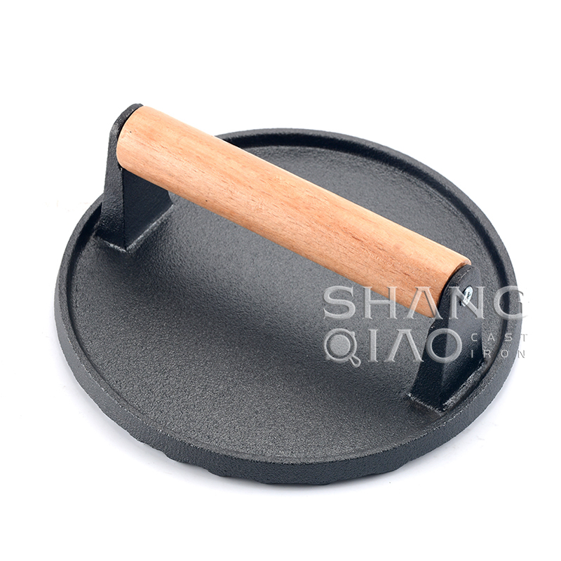 Чугунный пресс для гриля с деревянной ручкой