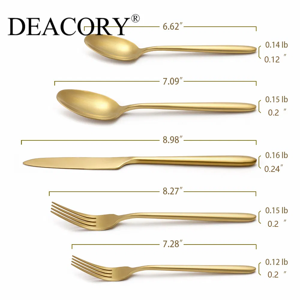Restaurant Grade Gold Like Flatware with Pointed End for Easy Use