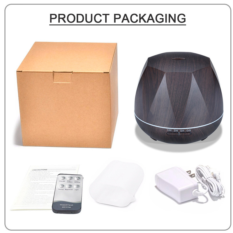 500ml Wood Grain Home Electric Rechargeable Essential Oil Aroma Fragrance Diffuser with RGB LED Light