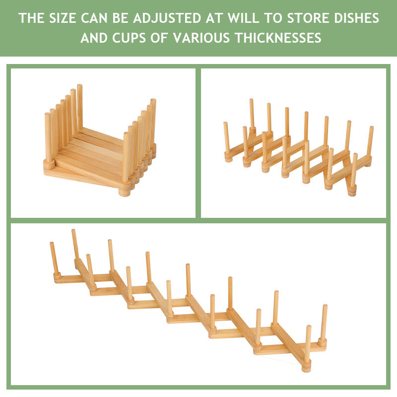 Kitchen Accessories Organizer Bamboo Drain Rack Dish Drying Rack
