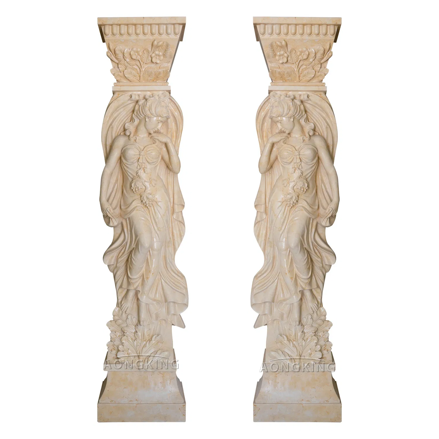 Villa Indoor Art Ornament Marble Gate Woman Pillar