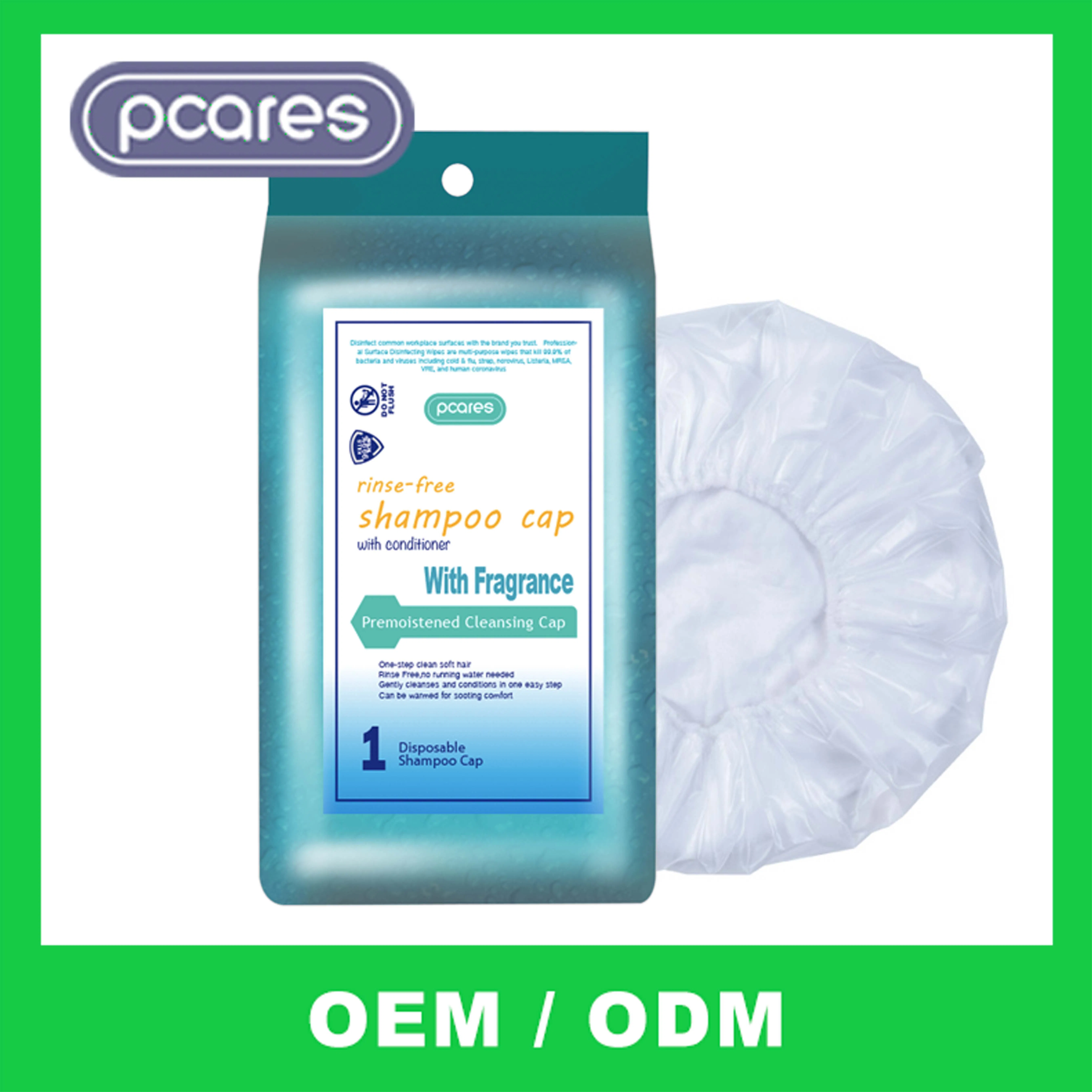 Customized Packing Disposable Microwaveable Latex Free No Rinse Shampoo Shower Cap