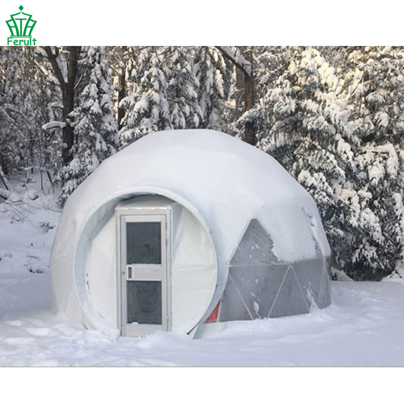 Waterproof PVC Winter Camping Greenhouse Steel Dome House Igloo Resort Tent with Clear Big Bay Clear Windows