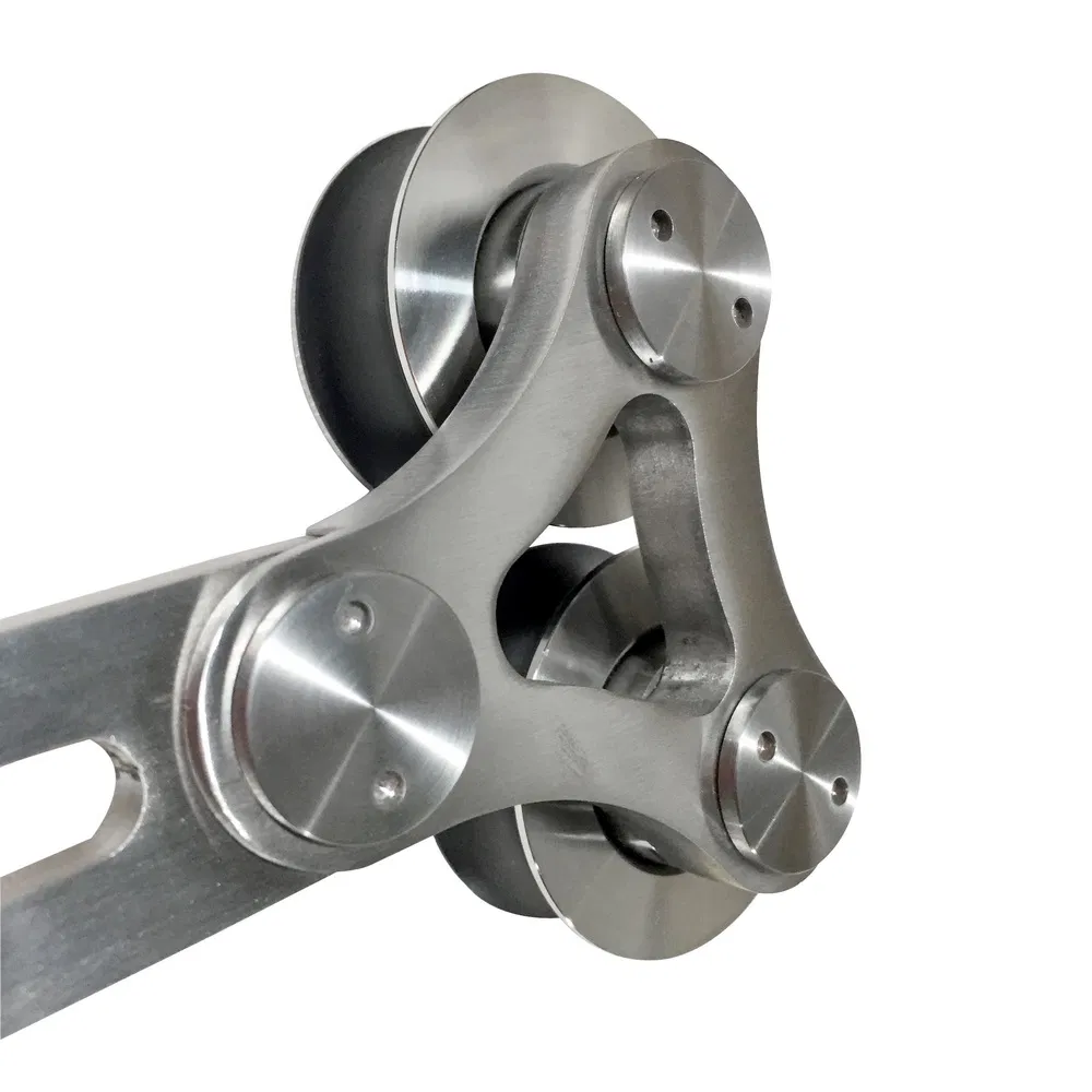 Stainless Steel Double Head Roller Sliding Hardware Single Door Kit