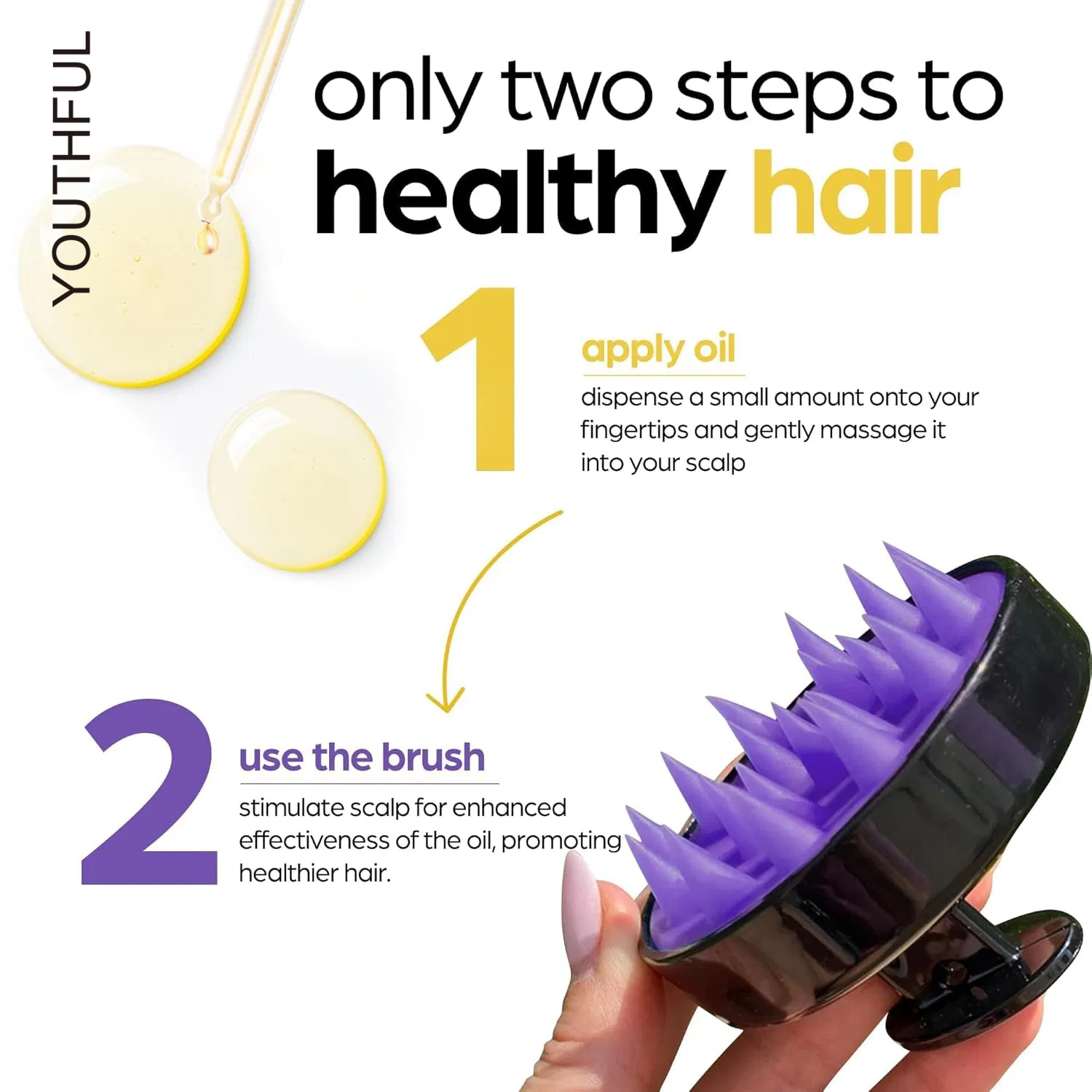 Organic Rosemary & Castor Hair Growth Oil for Dry Itchy Scalp Thickening & Hydration
