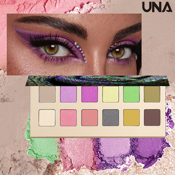 12-Color Animal Eye Eyeshadow Palette with Iridescent Scale Effect Waterproof Metallic & Matte Pressed Pigments Powder Form