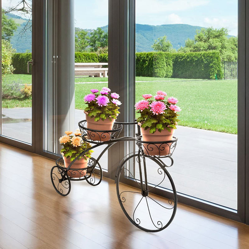 Bicycle Flower Frame Iron Wrought European Styles Balcony Living Room Interior