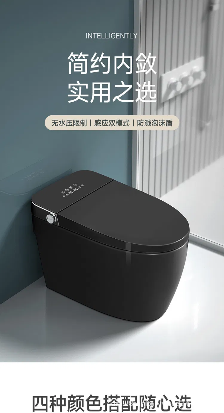 New Design Warm Heating Ceramic Automatic Wc Electronic Control Intelligent Toilet Bidet Black Smart Toilet