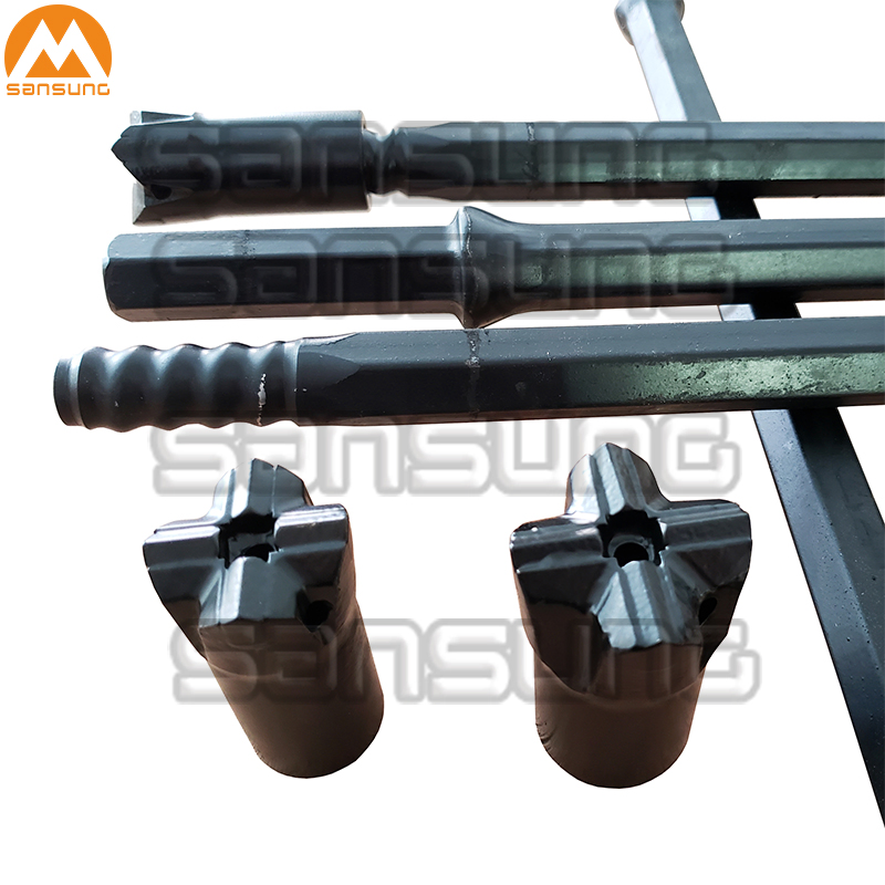 R25 Drill Rod with Hex Shank and Drill Bit