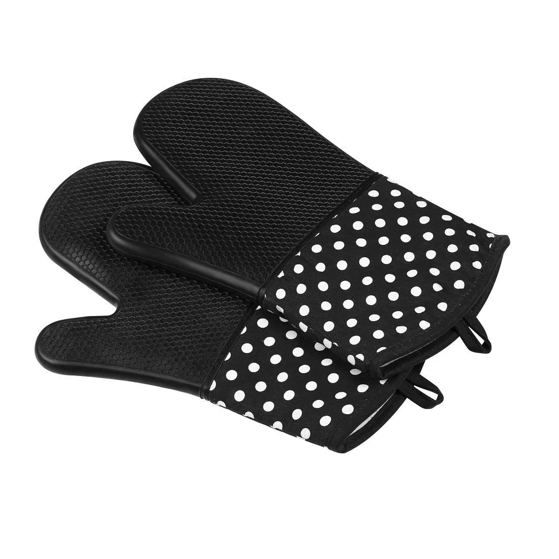 Polka DOT Oven Mitt and Pot Holder with Silicone