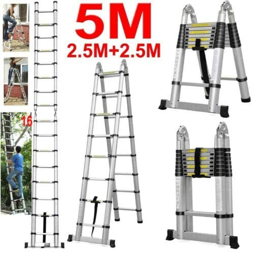 China Industry Heavy Duty Aluminum Telescopic Ladder 12 Steps Double Telescopic Ladder