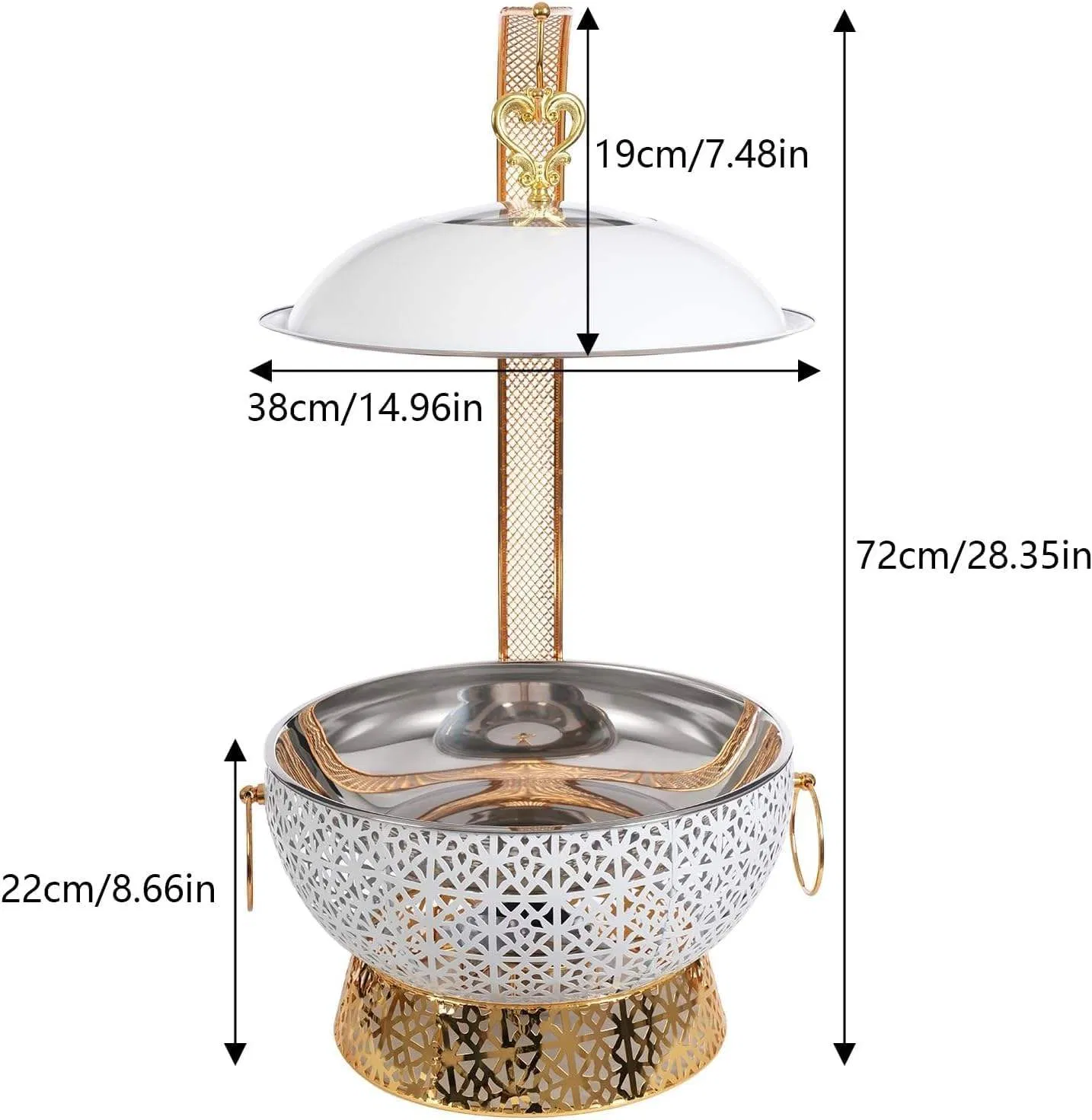 Big Size New Gold Plated Stainless Steel Buffet Stove Hotel Insulated Vegetable Stove