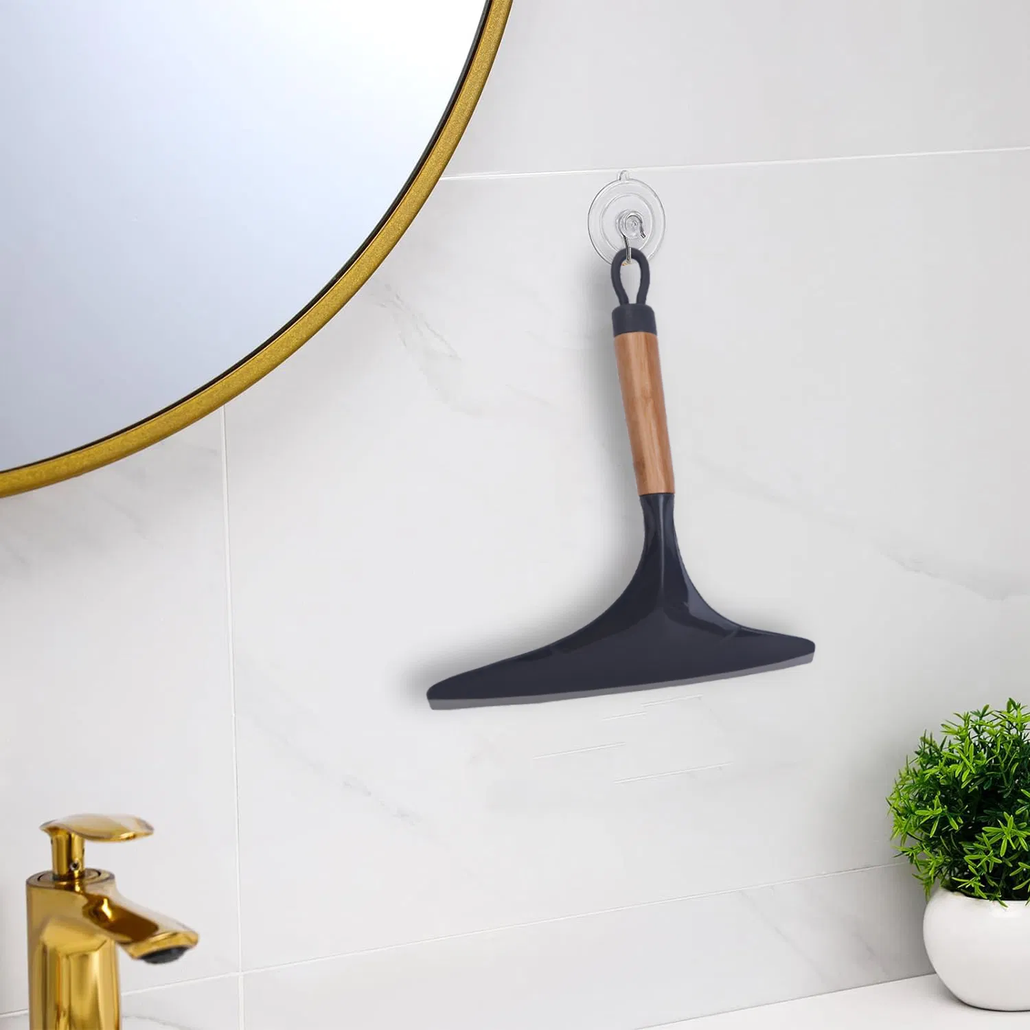 Hand Mini Eco-Friendly Wooden Handle Window Squeegee with Hanging Sling