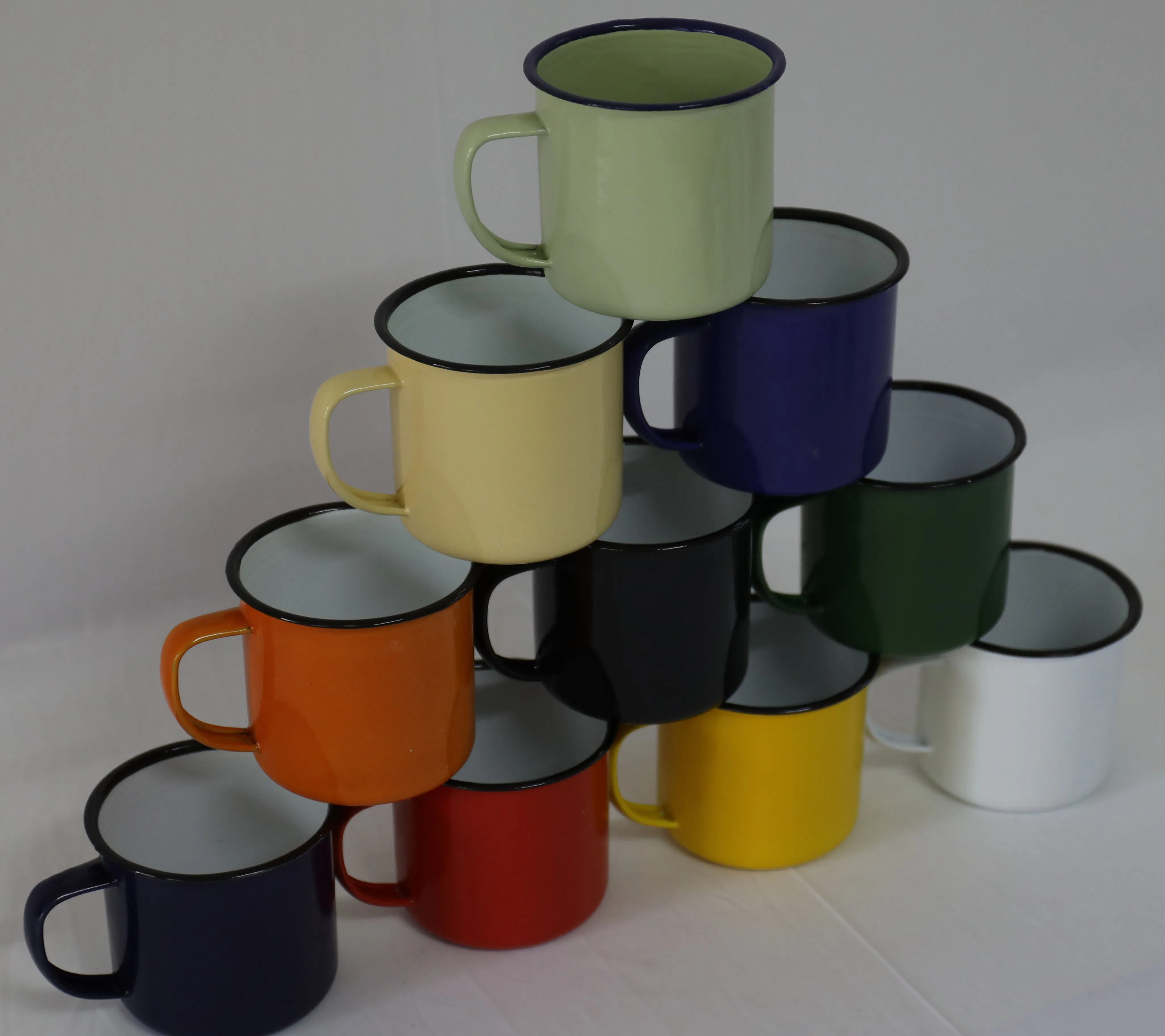 Enamel Dark Color Mug Inside White Outside Colored Without Decal Coffee Cup