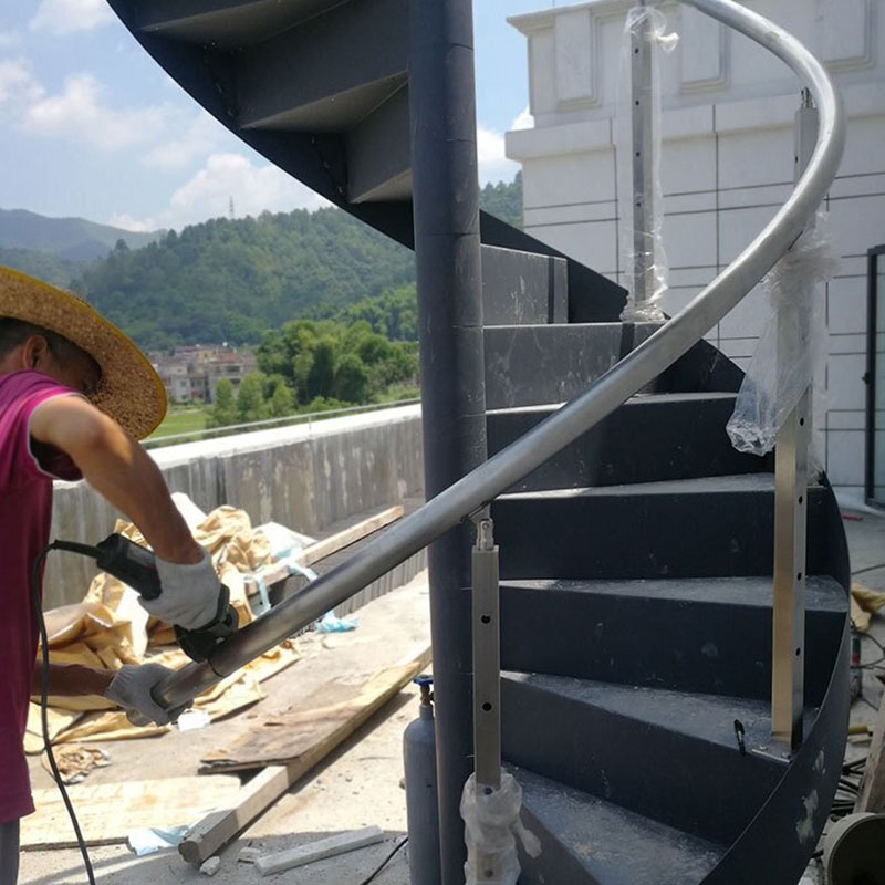 New Design Indoor Arc Stairs Steel Structure Customized Metal Staircase