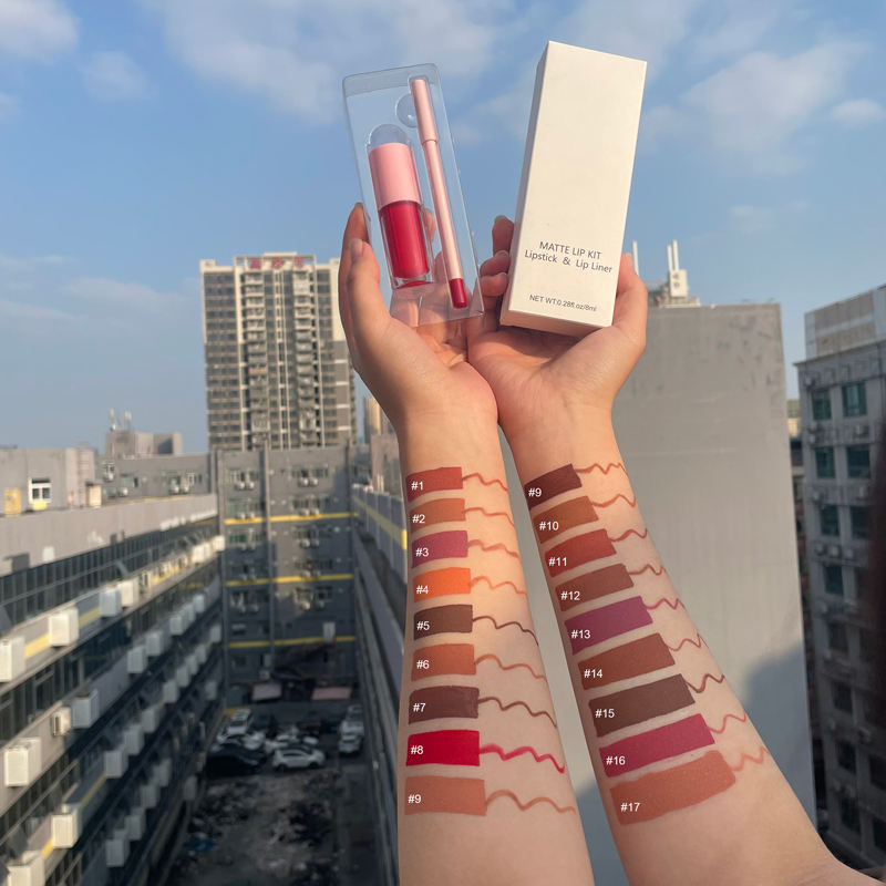 Waterproof Custom Logo Makeup Private Label Matte Lipstick with Lipliner Kit