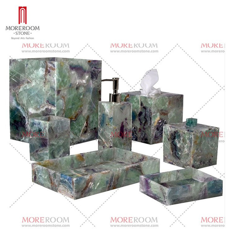 White Agate Gemstone Bathroom Sets