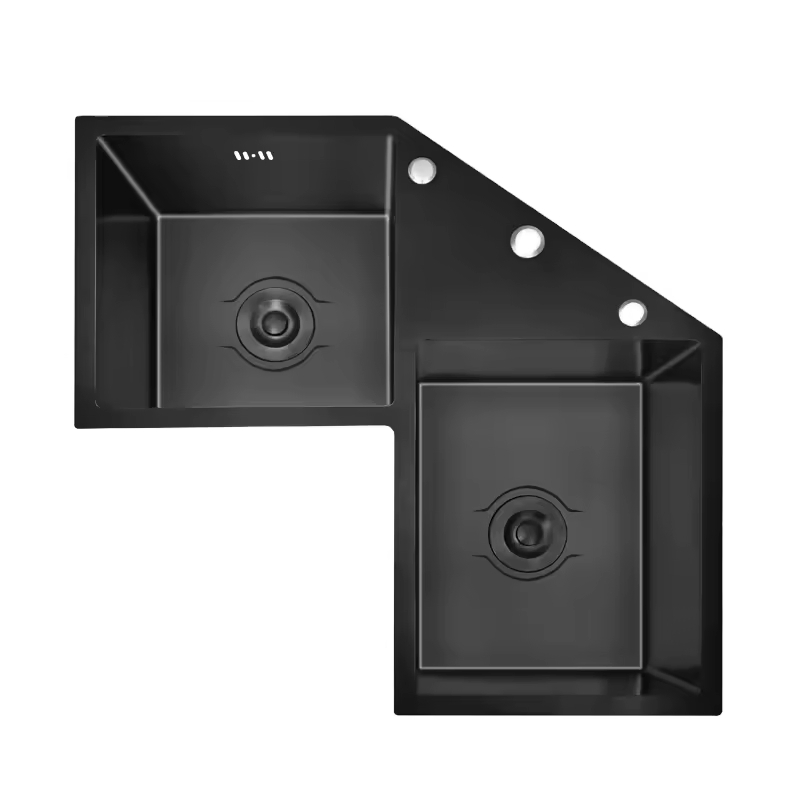Corner Sink Stainless Steel Sink Handmade PVD Nano Black China Wholesale