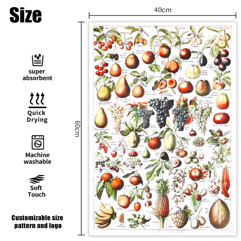 Manufacturer Wholesale Microfiber Cleaning Towel Custom Printing Waffle Tea Towels for Household Kitchen Cleaning Tea Towel