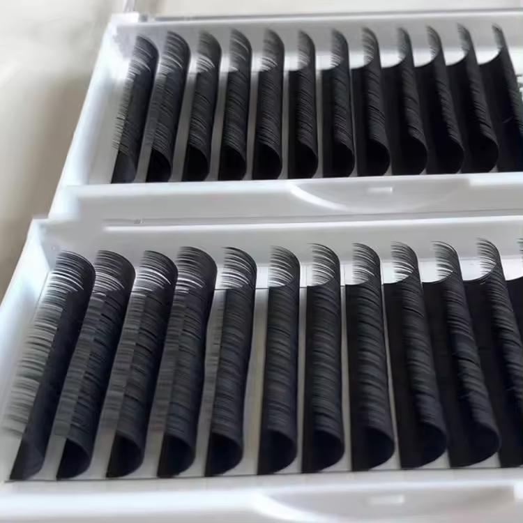 0.25mm Ellipse Flat Eyelash Extensions Professional Silk Soft Matte Black Flat Individual Lashes Spilt Tips Mink Flat Eyelashes