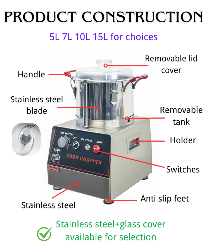 Garlic Onion Automatic Chopper Machine 7L Chopper Vegetable Cutter Machine