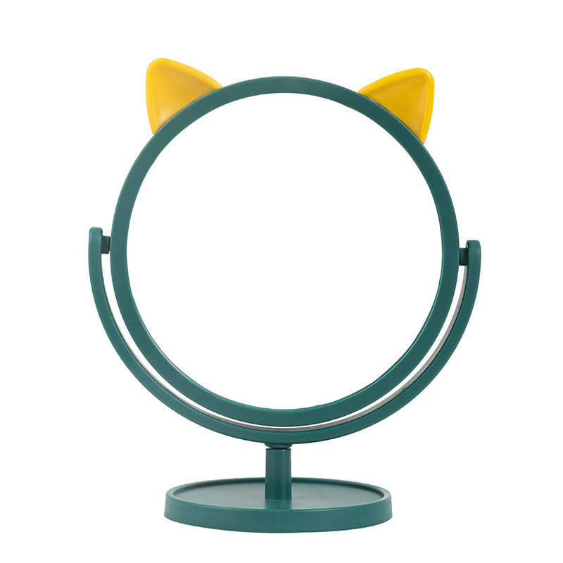 Cartoon Cat's Ears Makeup Mirror Dormitory Desktop Beauty Desktop Single-Sided Vanity Mirror