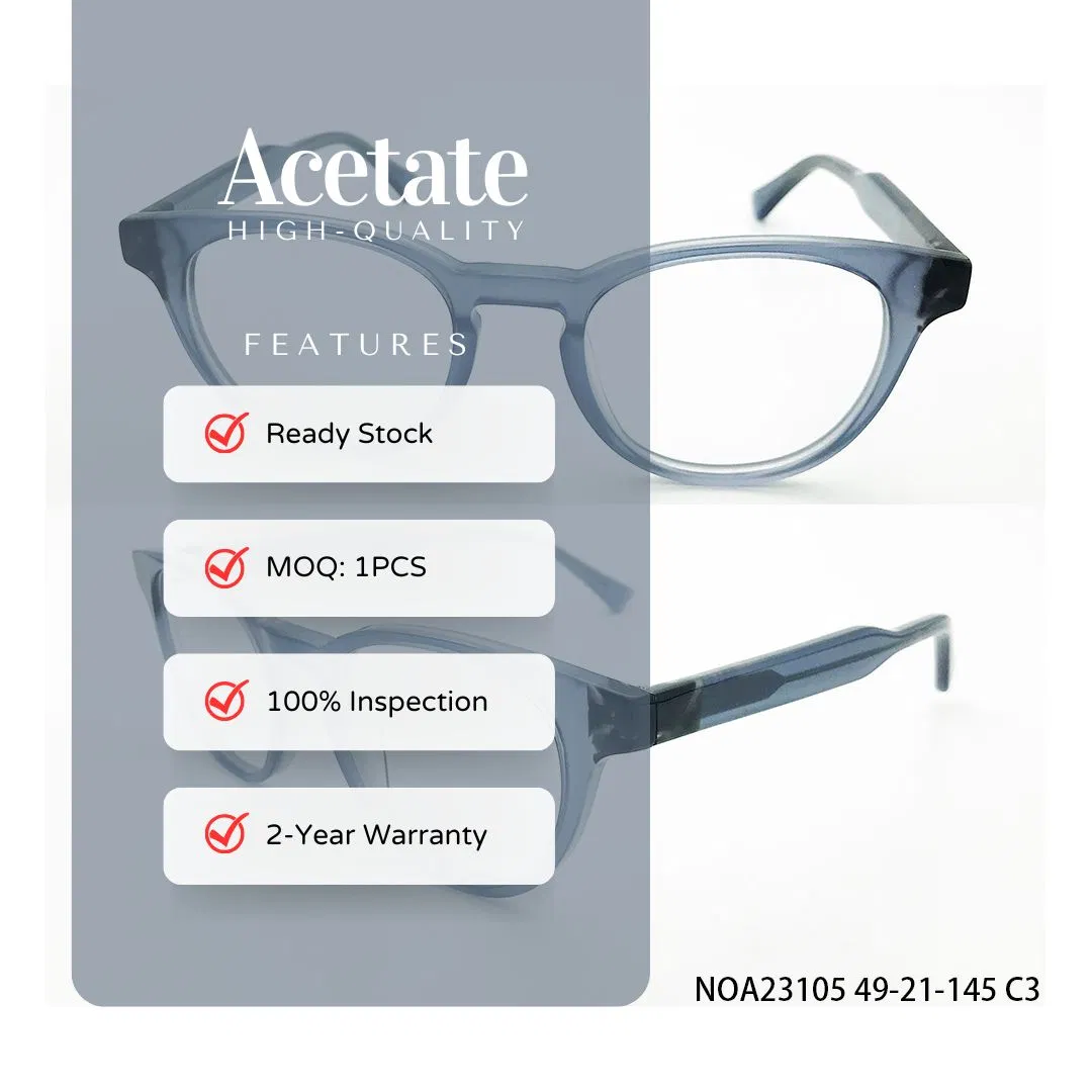 Retail Designer High-Quality Semi-Transparent Acetate Oval Fashion Optical Glasses Frames