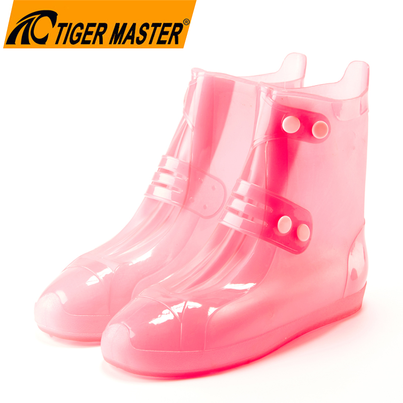 26cm Anti Slip Waterproof Unisex Reusable Pink Stylish PVC Rain Shoes Cover