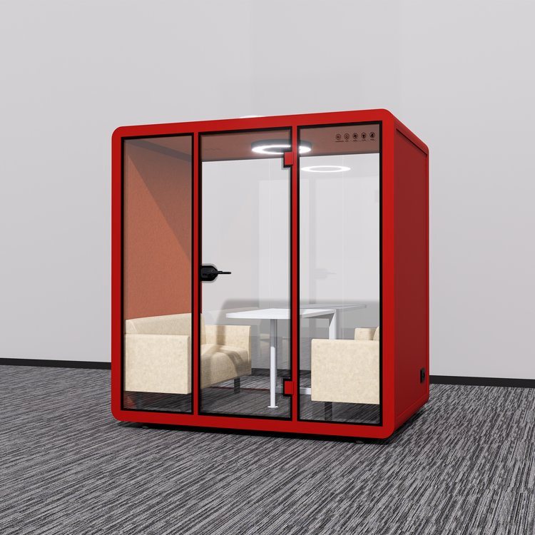 Four-Person Soundproof Focus Meeting Room with Sofa and Table for Study Area