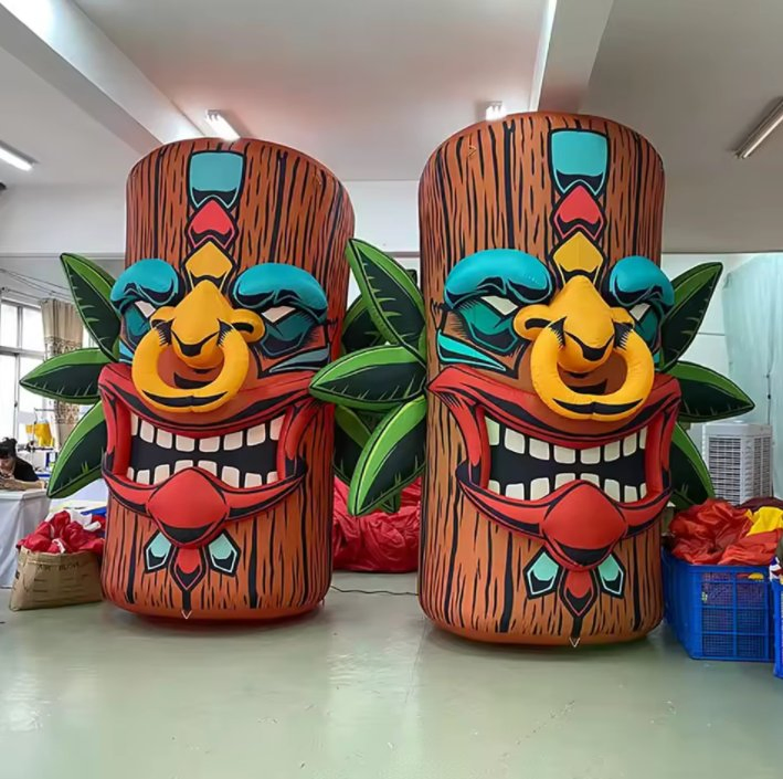 Giant Inflatable Tiki Stump 3D Creative Air Blow Totem Column Nightclub Club Advertising Props for Outdoor Event Decoration