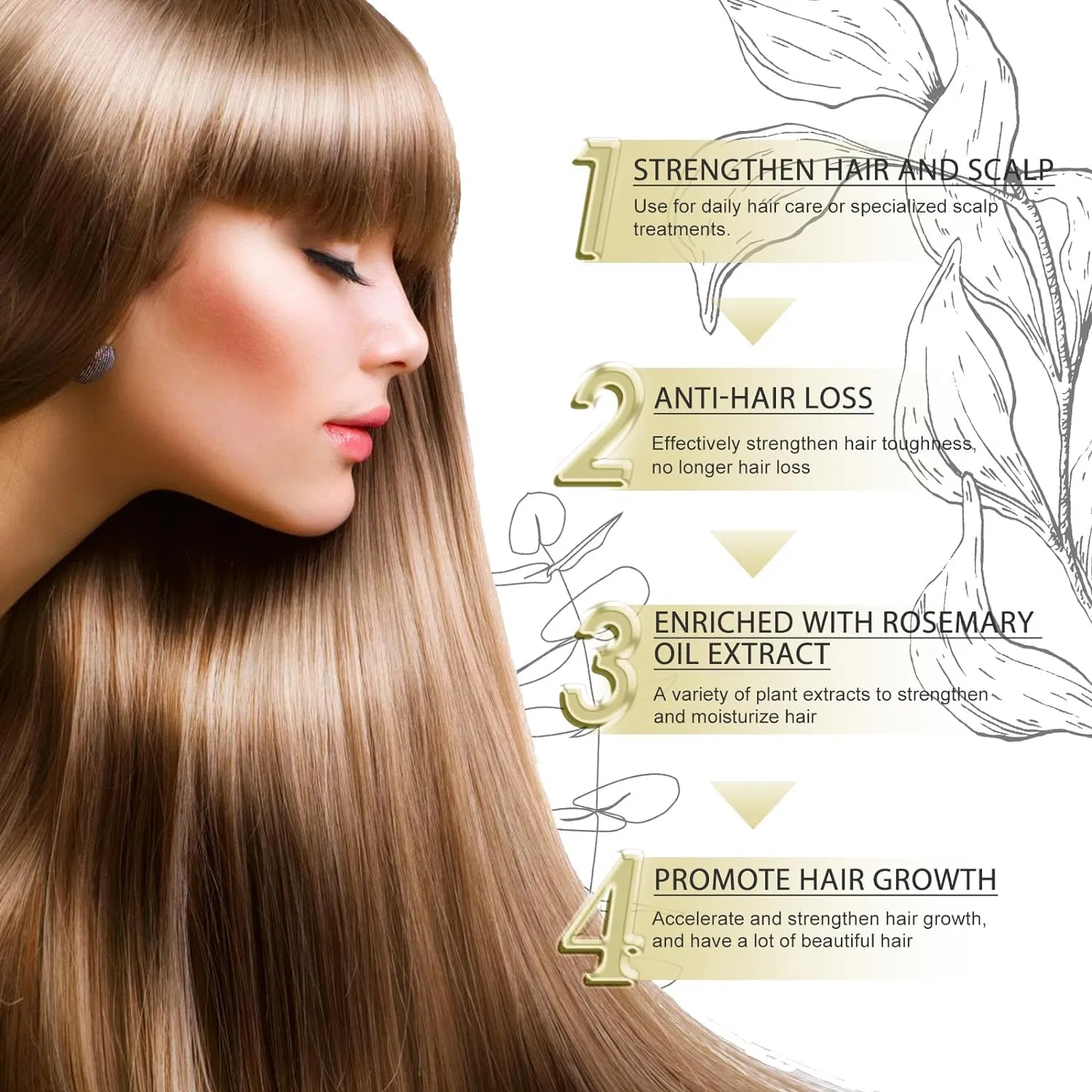 Private Label 100% Natural Rosemary Castor Oil Nourishing Scalp Elixirs Hair Care Loss Treatment Hair Growth Oil Serum