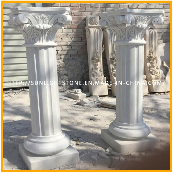 Stone Carving White/Yellow Marble Stone Roman Column/Pillar