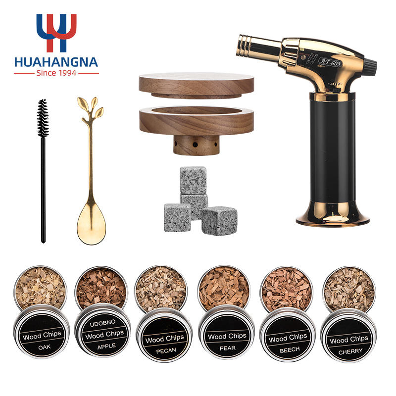 Whisky Smoker Kit for Drink with Six Wood Chips Cocktail Smoker Kit with Torch for Gift