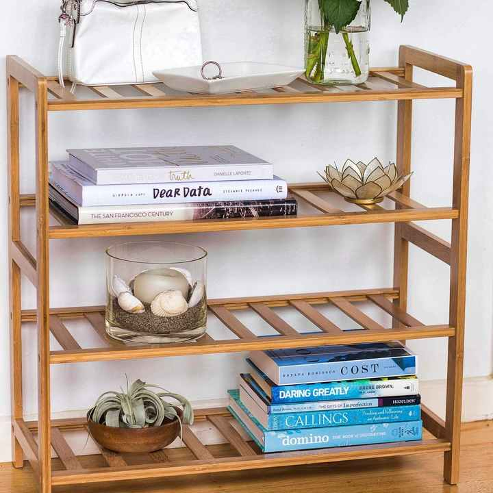 Bamboo Household Living Room Entrance Door, 4th Floor Shoe Rack