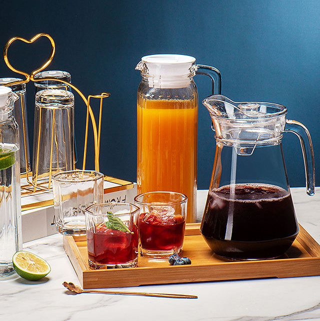 1500ml Transparent Glass Tea Jug Plastic Juice Jug Serving Drinks Buffet Water Pitcher