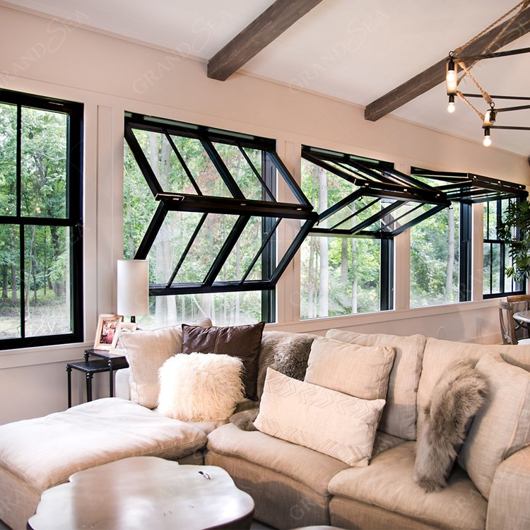 Wholesale New Grill Design House Custom Double Glazed Metal Glass Folding Windows Aluminum Window