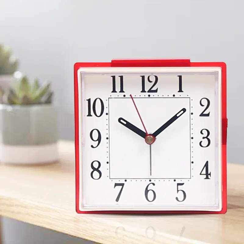 4 Inch Modern Square Custom Kids Alarm Clock Cheap Night Light Blue Small Table Clock Alarm Children
