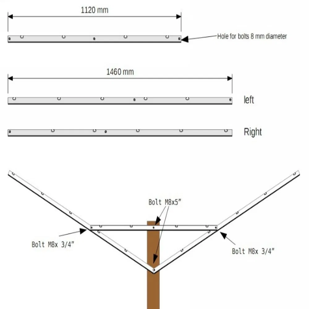 1460mm 1120 mm Galvanized Open Gable Trellis Grape Post