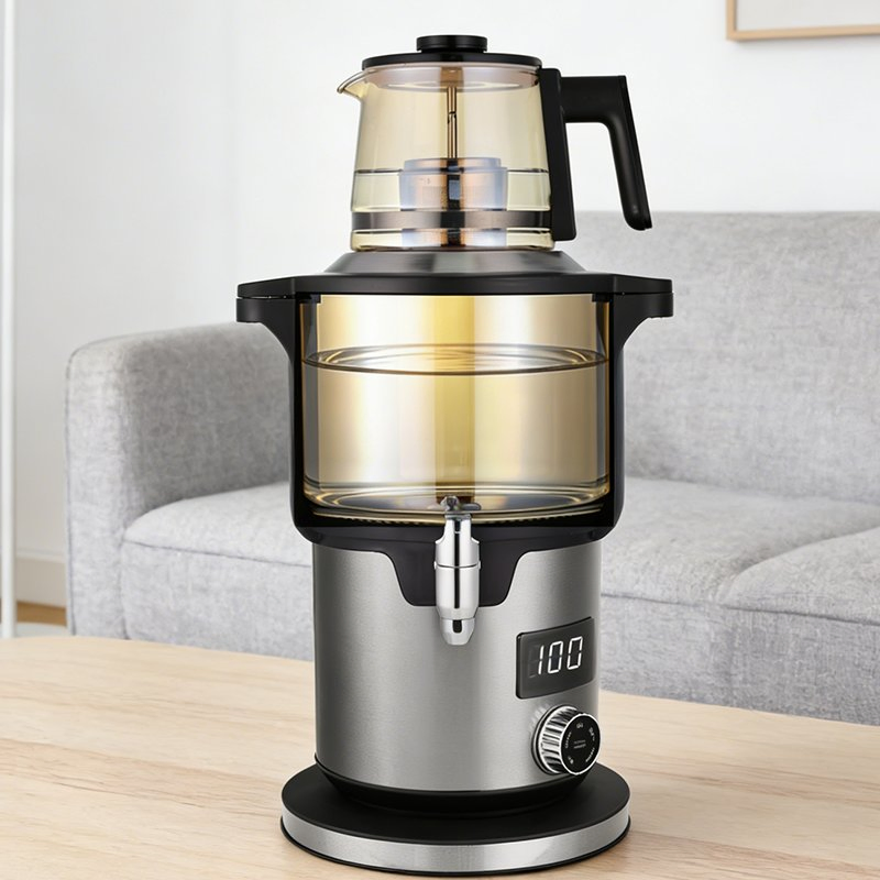 Household Appliance 2000W Portable Electric Digital Kettle Keep Warm Turkish Tea Kettle Glass Samovar Tea Maker with Faucet